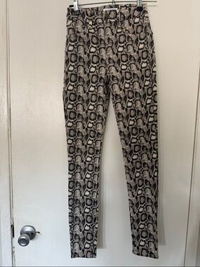 Good American Black & Cream Snake Print High-Rise Pants